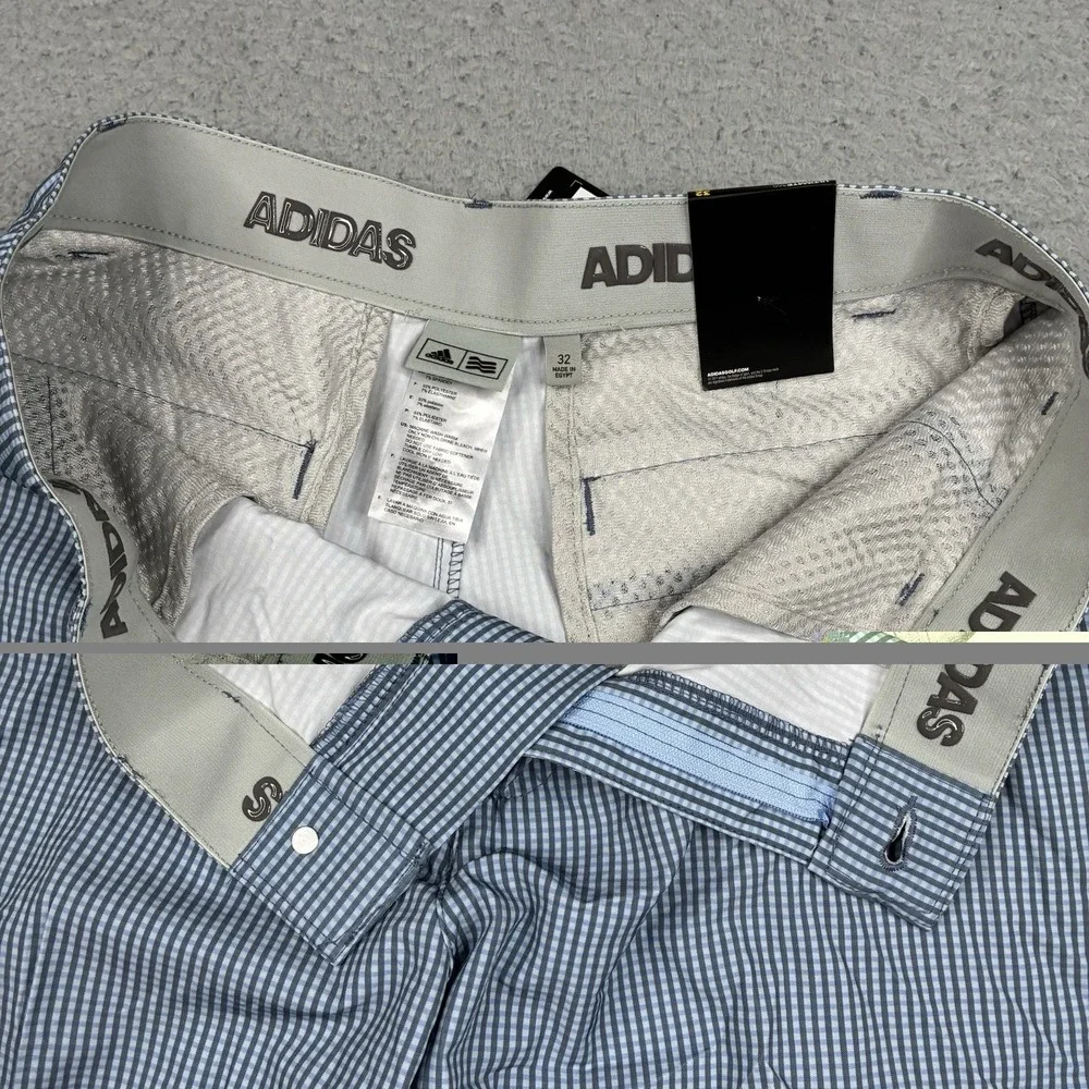 Adidas Ultimate365 Golf Shorts Men's 32 Blue Gray Gingham Woven Tech NEW